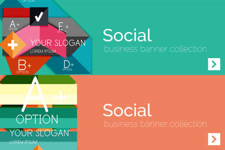 Flat design paper infographic banner setのイラスト素材