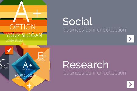 Flat design paper infographic banner setのイラスト素材