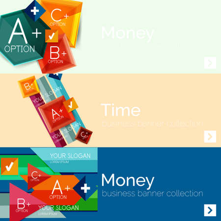 Flat design paper infographic banner setのイラスト素材