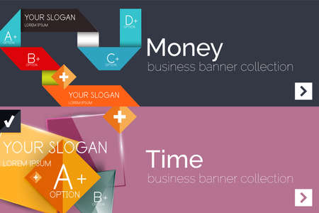 Flat design paper infographic banner setのイラスト素材