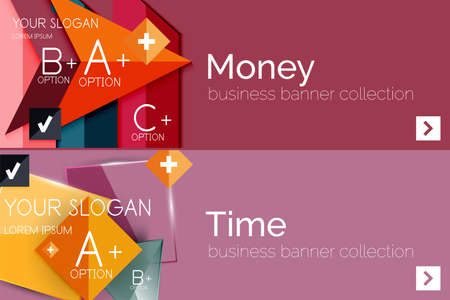 Flat design paper infographic banner setのイラスト素材