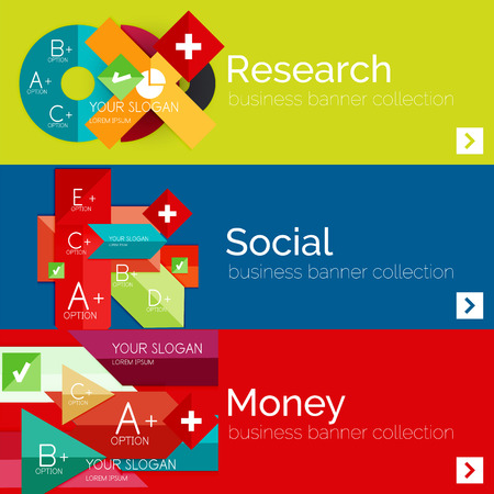 Flat design paper infographic banner setのイラスト素材