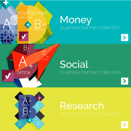 Flat design vector infographic banners with geometric infographicsのイラスト素材