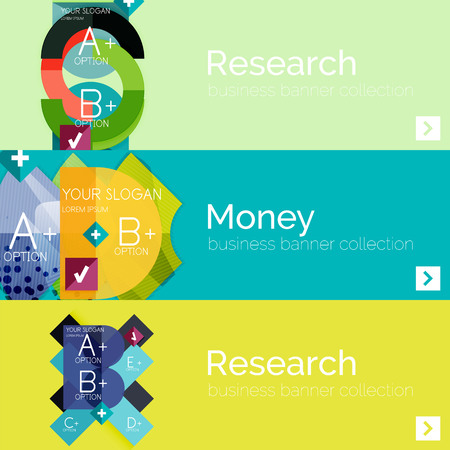 Flat design vector infographic banners with geometric infographicsのイラスト素材