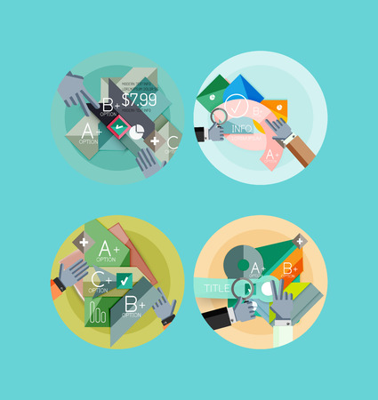 Set of flat design circle infographic iconsのイラスト素材