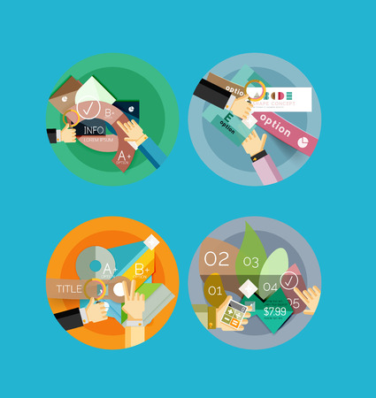 Flat design vector infographic banners with geometric infographicsのイラスト素材