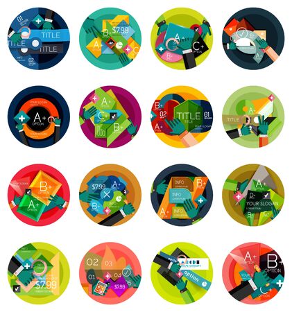 Set of flat design circle option infographics conceptsのイラスト素材