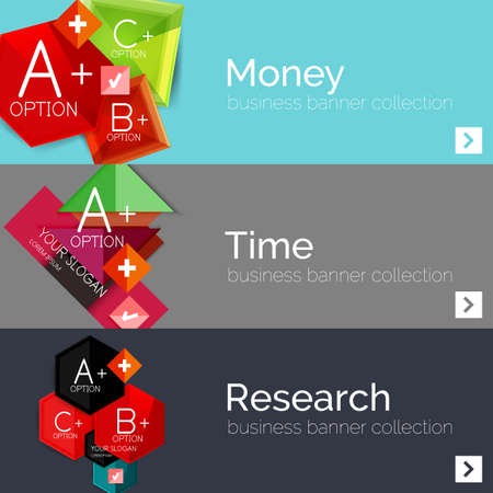 Flat design paper infographic banner setのイラスト素材