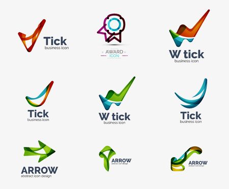 Abstract icon set, geometric transparent shapes, universal for any ideaのイラスト素材