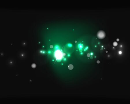 Glowing shiny bubbles and stars in dark spaceのイラスト素材