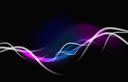 Glowing flowing waves and stars in dark spaceのイラスト素材