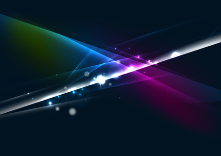 Abstract color glowing lines in dark space with stars and light effectsのイラスト素材