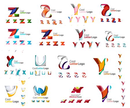 Vector abstract company logo mega collection, type letters and other elementsのイラスト素材