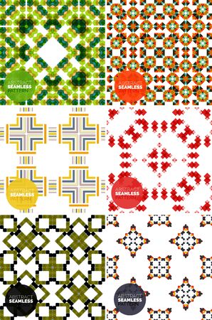 Vector set of colorful seamless geometric patterns. Modern stylish abstract texturesのイラスト素材