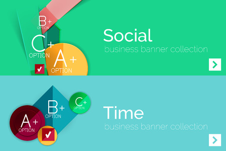Infographic flat design banner with geometric diagram and optionsのイラスト素材