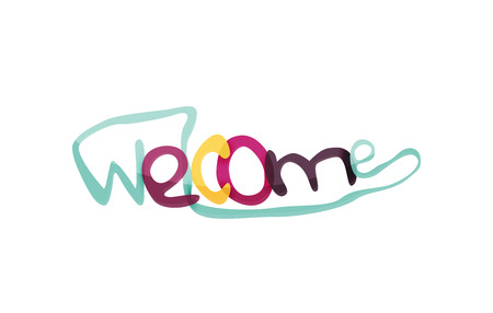 Welcome word, drawn lettering typographic design elementのイラスト素材