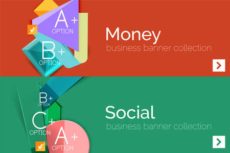 Infographic flat design banner with geometric diagram and optionsのイラスト素材