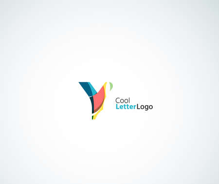 Vector alphabet letter logo. Created with transparent colorful overlapping geometric shapes, waves...