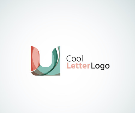 Vector alphabet letter logo. Created with transparent colorful overlapping geometric shapes, waves and flowing elementsのイラスト素材