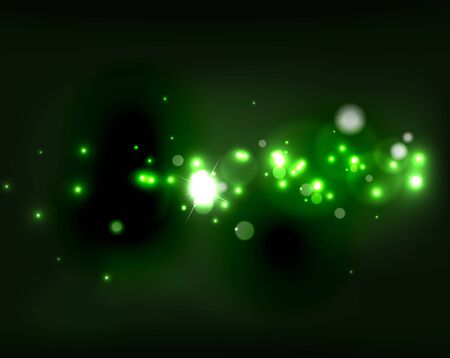 Glowing shiny bubbles and stars in dark space. Vector illustration. Abstract backgroundのイラスト素材