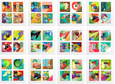 Set of square shaped banners or background layouts, web interface or app coverのイラスト素材