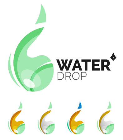 Set of abstract eco water icons, business logotype nature green concepts, clean modern geometric design. Created with transparent abstract wave linesのイラスト素材