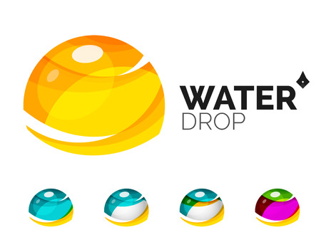 Set of abstract eco water icons, business icon nature green concepts, clean modern geometric design. Created with transparent abstract wave linesのイラスト素材