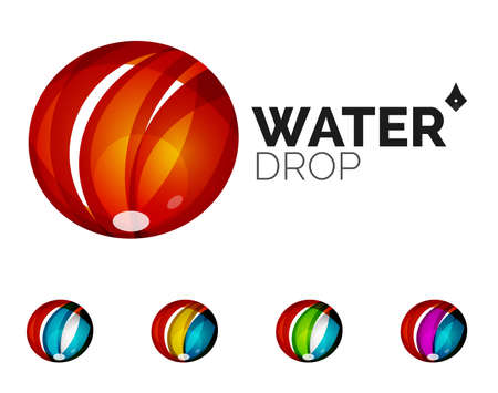 Set of abstract eco water icons, business logotype nature green concepts, clean modern geometric design. Created with transparent abstract wave linesのイラスト素材