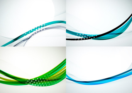 Set of abstract backgrounds. Elegant colorful decorated lines and waves with copyspace for your message. Banner advertising layouts - templates and wallpapersのイラスト素材