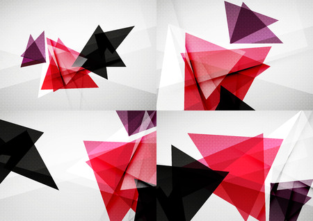 Set of angle and straight lines design abstract backgrounds. Geometric shapes, triangles with light...