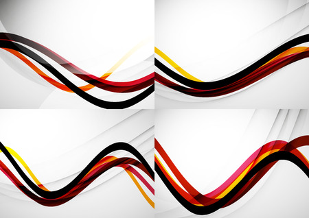 Set of abstract backgrounds. Curve wave lines with light and shadow effects. Banner advertising layouts - templates and wallpapersのイラスト素材
