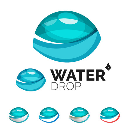 Set of abstract eco water icons, business logotype nature green concepts, clean modern geometric design. Created with transparent abstract wave linesのイラスト素材
