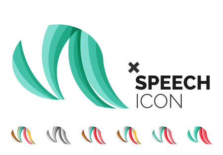 Set of abstract speech bubble and cloud icons, business logotype concepts, clean modern geometric...