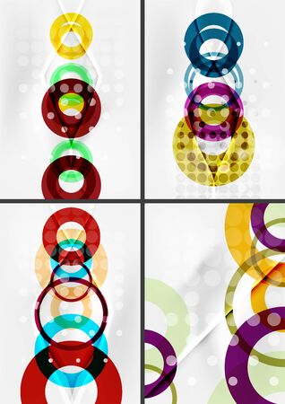 Set of circle shape design abstract backgrounds with light effects and decorations. Banner advertising layouts - colorful templates and wallpapersのイラスト素材