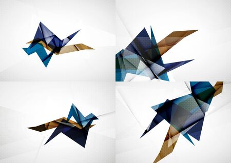 Set of angle and straight lines design abstract backgrounds. Geometric shapes, triangles with light effectsの写真素材