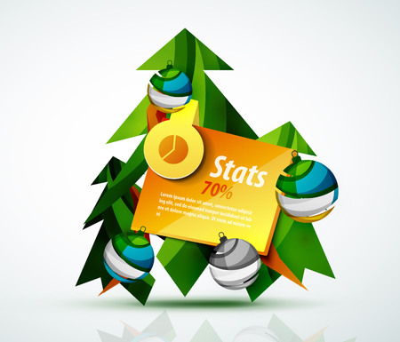 Merry Christmas tree with stickers. Holiday conceptのイラスト素材