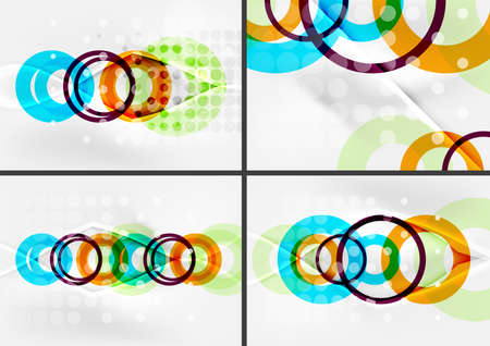 Set of circle shape design abstract backgrounds with light effects and decorations. Banner advertising layouts - colorful templates and wallpapersのイラスト素材