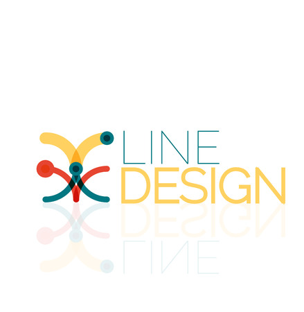 Outline swirl and circle minimal abstract geometric , linear business icon made of line segments, elements. Vector illustration of loop, inifnity conceptsのイラスト素材