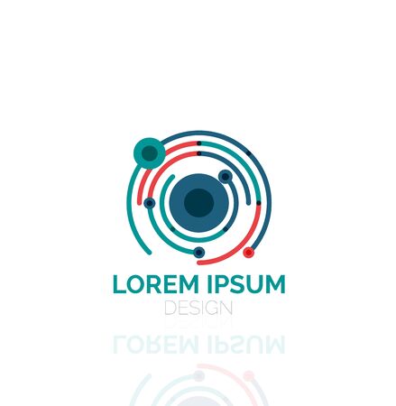 Outline swirl and circle minimal abstract geometric , linear business icon made of line segments, elements. Vector illustration of loop, inifnity conceptsのイラスト素材