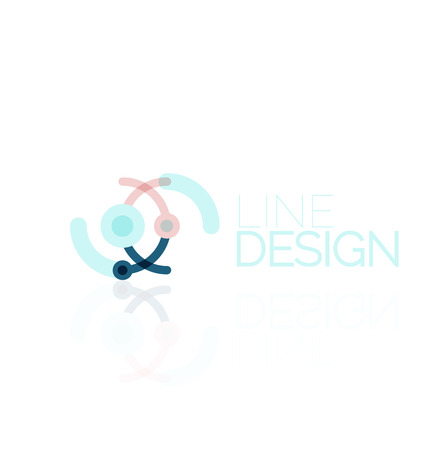 Outline swirl and circle minimal abstract geometric logo, linear business icon made of line segments, elements. Vector illustration of loop, inifnity conceptsのイラスト素材