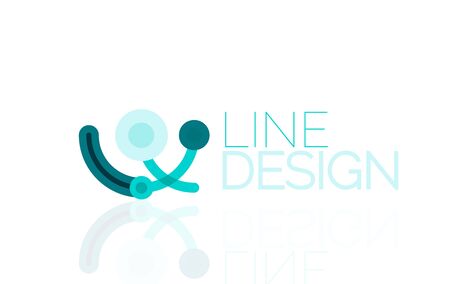 Outline swirl and circle minimal abstract geometric logo, linear business icon made of line segments, elements. Vector illustration of loop, inifnity conceptsのイラスト素材