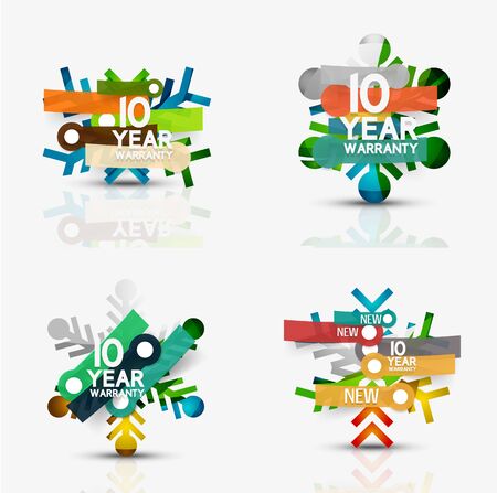 Set of snowflake icons with text labels. Christmas tags concept for your message. Vector illustrationのイラスト素材