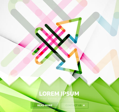 Abstract square banner template with arrows, linear design style. Vector illustrationのイラスト素材
