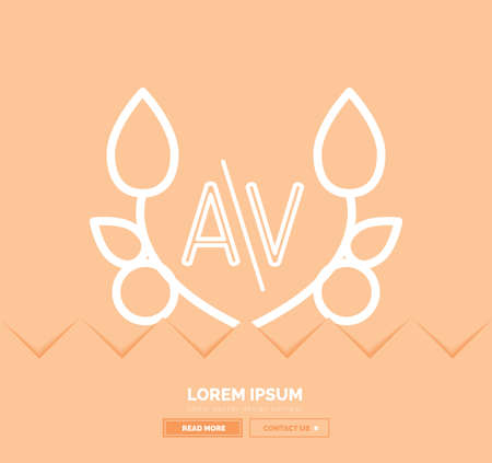 Abstract geometric linear hipster floral icon, frame design, flat style.のイラスト素材