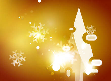 Christmas yellow color abstract background with white transparent snowflakes. Holiday winter template, New Year layoutのイラスト素材