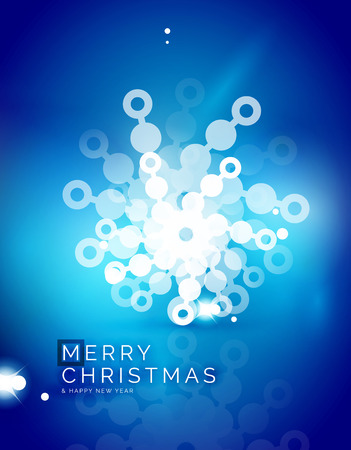 Christmas blue color abstract background with white transparent snowflakes. Holiday winter template, New Year layoutのイラスト素材