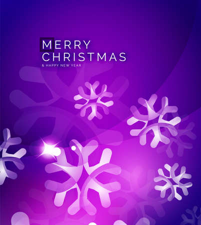 Christmas purple color abstract background with white transparent snowflakes.のイラスト素材