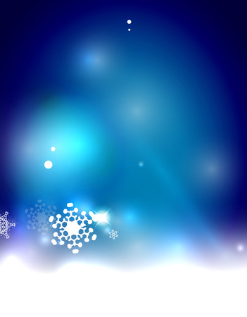 Christmas blue color abstract background with white transparent snowflakes. Holiday winter template, New Year layoutのイラスト素材