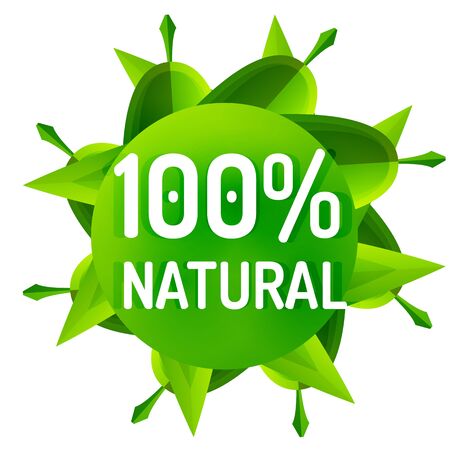 Green eco concept - 100 percents natural. Vector iconのイラスト素材