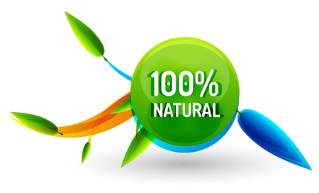 Green eco concept - 100 percents natural. Vector iconのイラスト素材